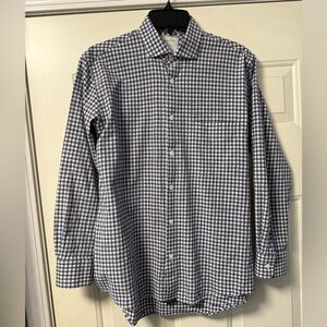 Billy Reid Button Down Shirt Blue/Gray Plaid Standard Cut Men’s Small #RN113814